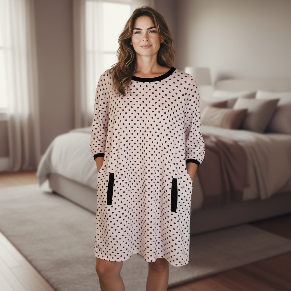 Kate Spade Nightgown “Dream A Little Dream” Black and White Polka Dot Size M